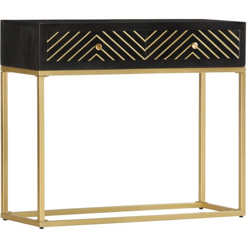 Konzolni stol crno-zlatni 90 x 30 x 75 cm masivno drvo manga slika 22