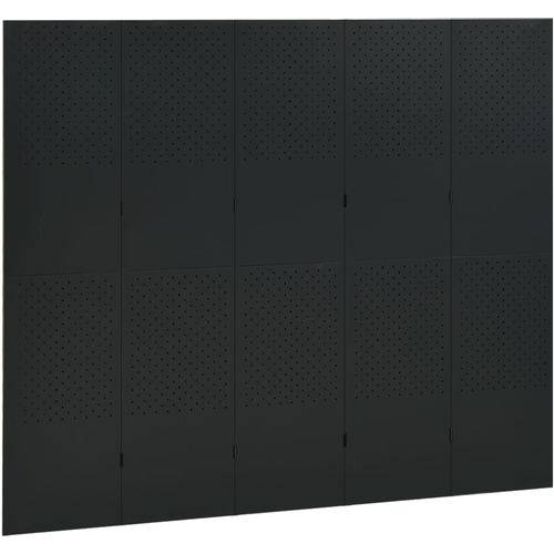 Sobna pregrada s 5 panela crna 200 x 180 cm čelična slika 3