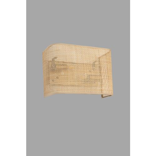 Örgülü Rattan Abajurlu Dikdörtgen Aplik Beige Wall Lamp slika 3