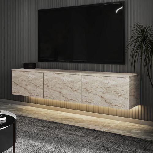 Woody Fashion TV stalak NEON ILLUMINATED, boja Travertine slika 2