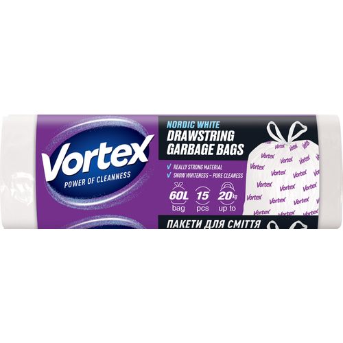 Vortex Nordic white vreće za smeće sa vezicama 60 litara 15kom slika 1