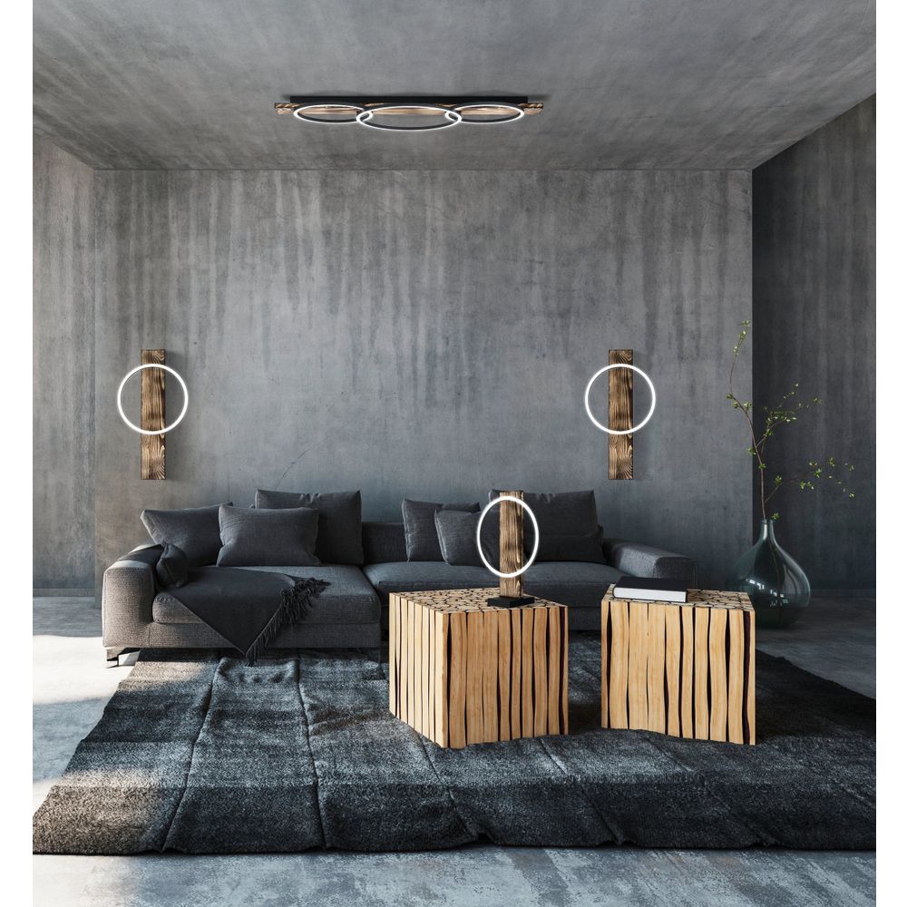 Eglo Boyal stropna lampa, LED, 3x12W, 3400lm, crna/bijela/rustik smeđa/drvo slika 2