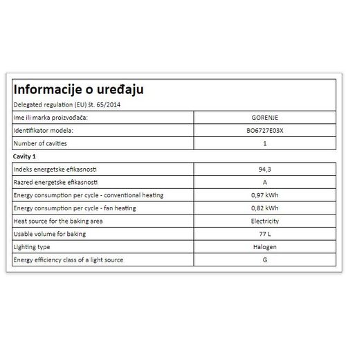 Gorenje ugradna nezavisna rerna BO6727E03X slika 12