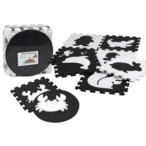 Soft Puzzle Mat Contrasting Educational EVA Foam Black and White 19 pieces.