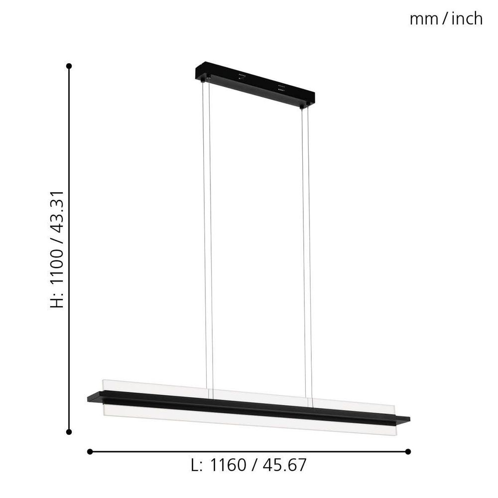 Eglo Spadafora visilica led, 14.5w, dimabilna na dodir, crno/bijela  slika 4