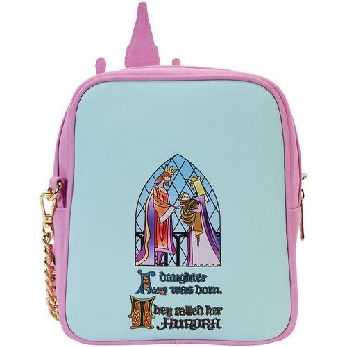 Loungefly Disney Sleeping Beauty Castle Three Good Fairies Stained Glass bag slika 4