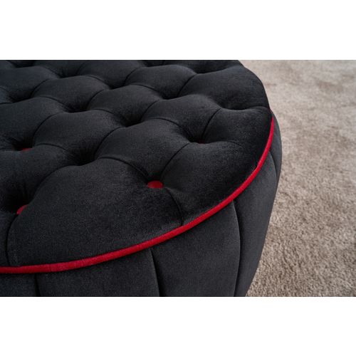 Atelier Del Sofa Tabure, Antracit Ružičasta, Jasmin Puf - Black slika 3