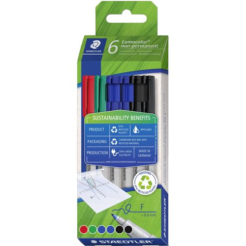 Staedtler flomaster za foliju Lumocolor® non-permanent pen 316 316 C6-1 crvena, plava boja, zelena, crna slika 1