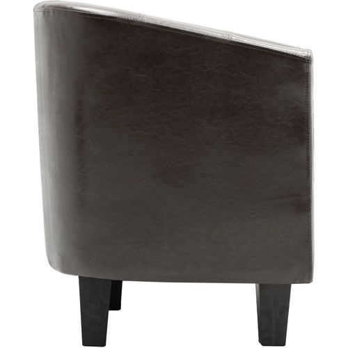 Fotelja od umjetne kože s osloncem za noge tamnosmeđa slika 35