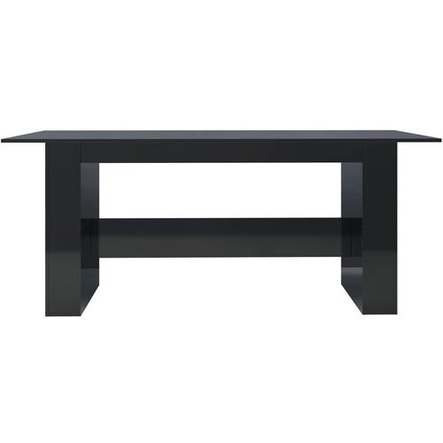 Blagovaonski stol visoki sjaj crni 180 x 90 x 76 cm od iverice slika 27