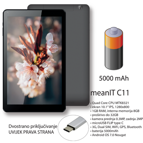 MeanIT Tablet 10.1", IPS, GSM, dual SIM, Quad Core,1GB / 8GB - C11 slika 2