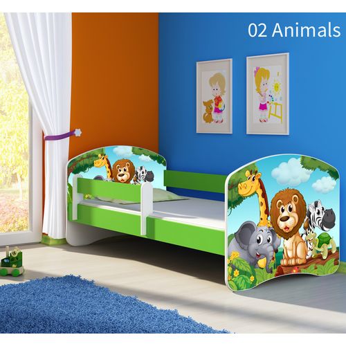 Dječji krevet ACMA s motivom, bočna zelena 140x70 cm - 02 Animals slika 1