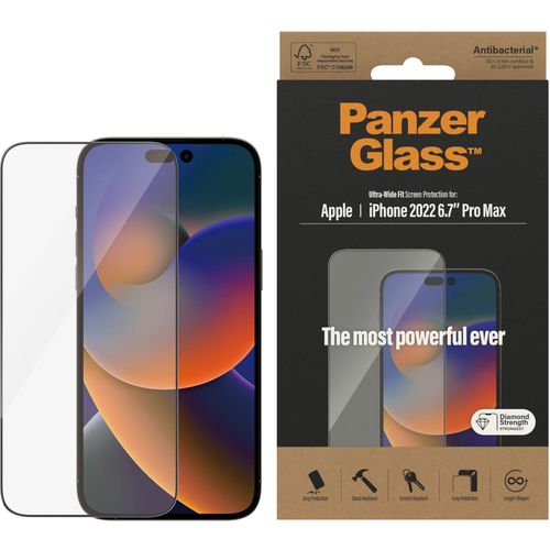 Panzerglass zaštitno staklo iPhone 14 Pro Max ultra wide fit, antibacterial slika 1