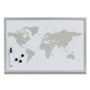 Magnetna ploča za pisanje "World", metal-MDF, alu-siva, 60x40 cm, 11573