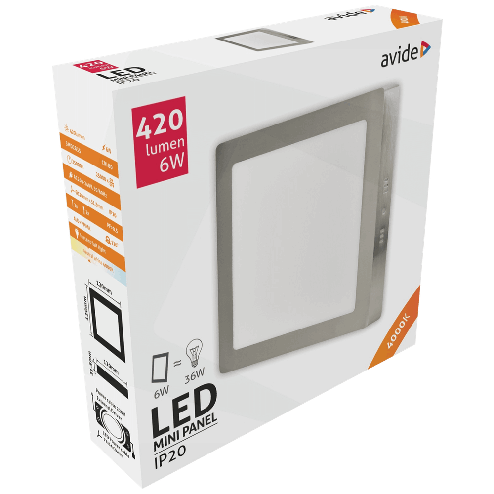 Avide Plafonjera LED, 6W, 420 lm, 4000K, IP20 - ACSMNW-S-6W-ALU-SN slika 2