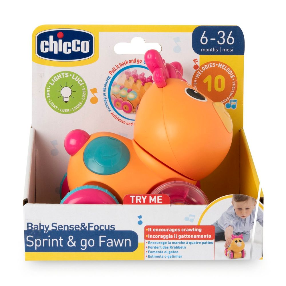 Chicco Muzička igračka na potez sa točkićima Sprint & Go Fawn slika 5