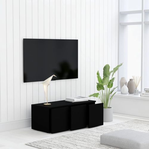 TV ormarić crni 80 x 34 x 30 cm od iverice slika 22