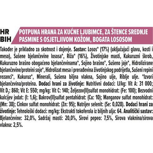 PRO PLAN Hrana za štence, Sensitive Skin, bogato lososom, Medium 12kg slika 3