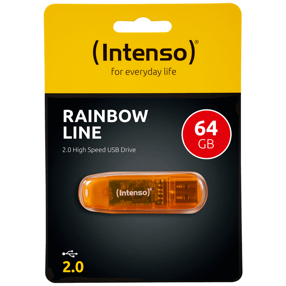 (Intenso) USB Flash drive 64GB Hi-Speed USB 2.0, Rainbow Line, ORANGE - USB2.0-64GB/Rainbow slika 1