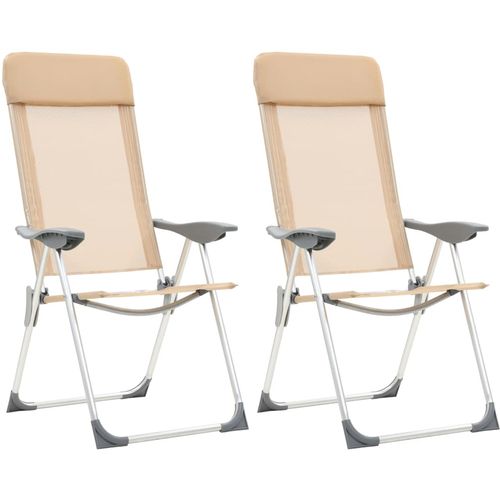 Sklopive stolice za kampiranje 2 kom krem aluminijske slika 1