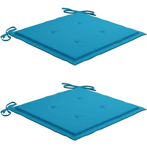 Stolica za ljuljanje s plavim jastukom od masivne tikovine slika 5