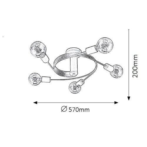 Rabalux Carly plafonska lampa E27 5x15W crna Industrijska rasveta slika 4