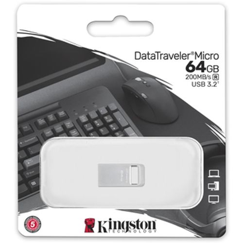 USB memorija KINGSTON DTMC3G2 64GB DataTraveler Micro 3.2 srebrna slika 2
