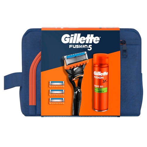 Gillette poklon paket britvica, 3 zamjenske patrone, gel za brijanje + toaletna torbica slika 1