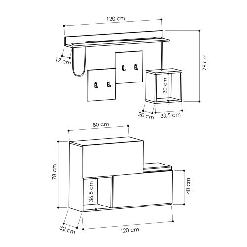 Hanah Home Holdon - Antracit, Sonomo Antracitni Hrast Predsoblje slika 4