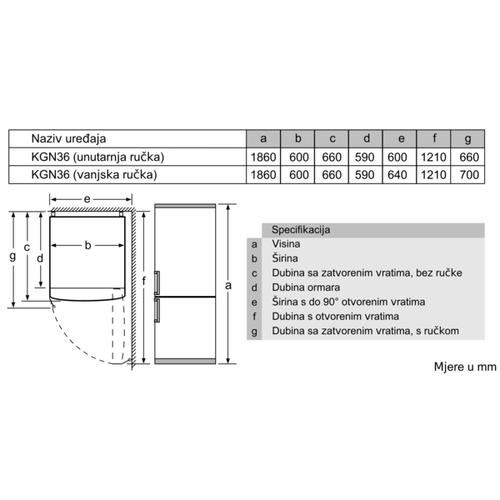 Bosch kombinirani hladnjak KGN36NWEA slika 7