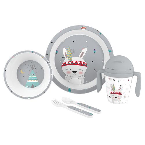 Interbaby set za jelo Indian - grey  slika 1