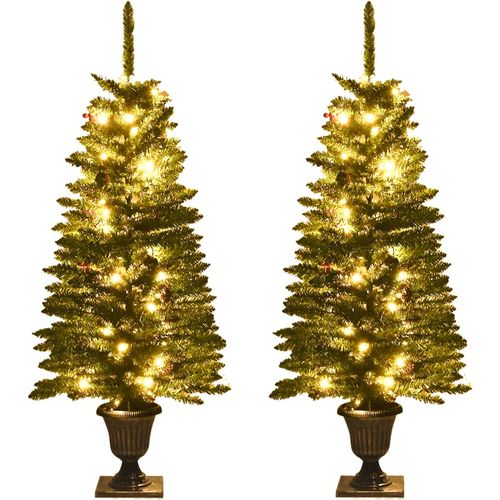 LED umjetna božićna drvca 2 kom s vijencem i girlandom slika 3
