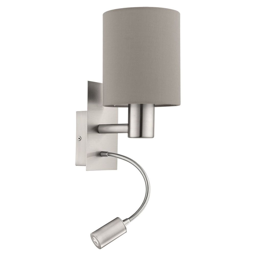Eglo Pasteri Zidna Lampa 2, E27, LED 3,5W, Nikl-Mat, Sivo-Smeđa slika 1
