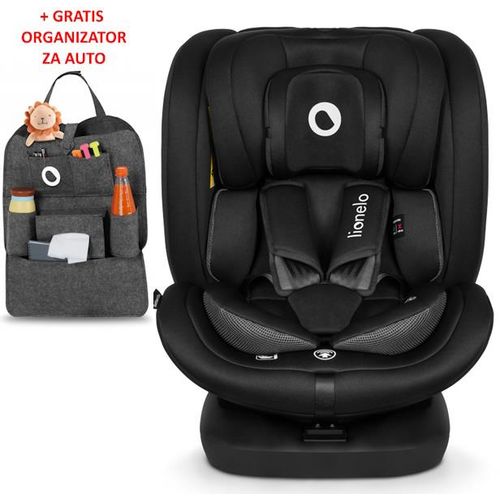 Lionelo i-Size autosjedalica Bastiaan, ISOFIX-360, 40-150cm, crna + ORGANIZATOR slika 1