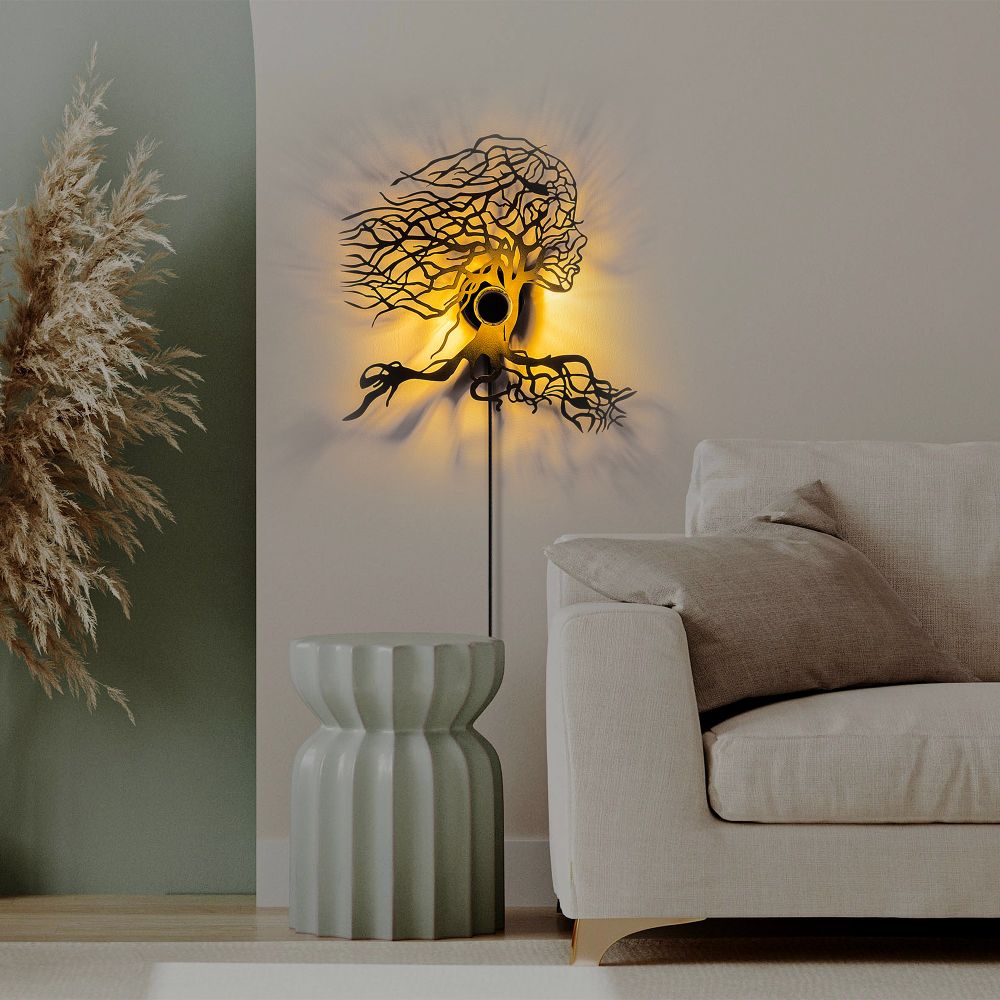 Crna Zidna Lampa Drvo Žena slika 2