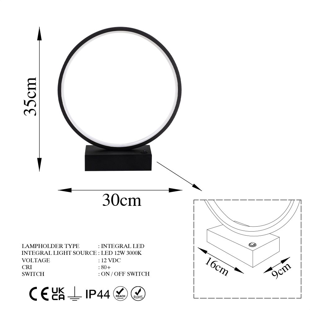 Halka - Crna Stolna Lampa 13307 slika 8