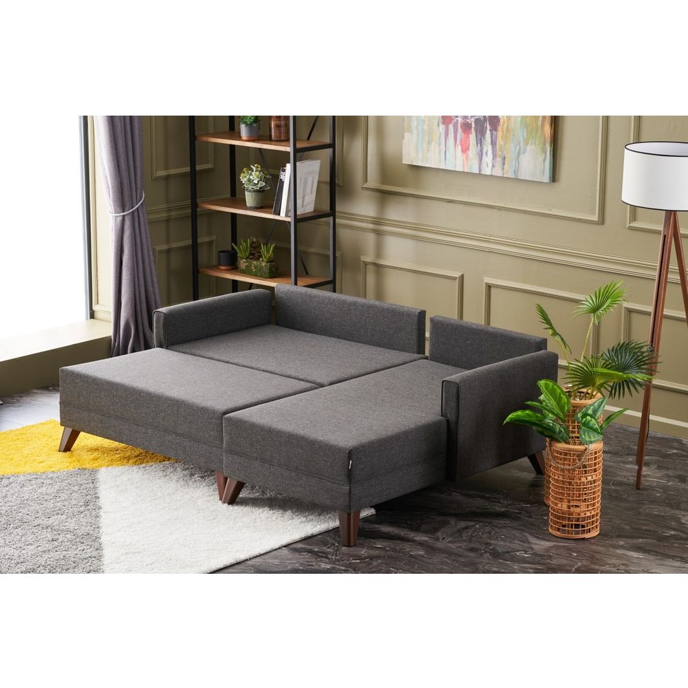 Bella Mini Ugao Sofa Desno - Antracit Trosjed na Razvlačenje slika 3