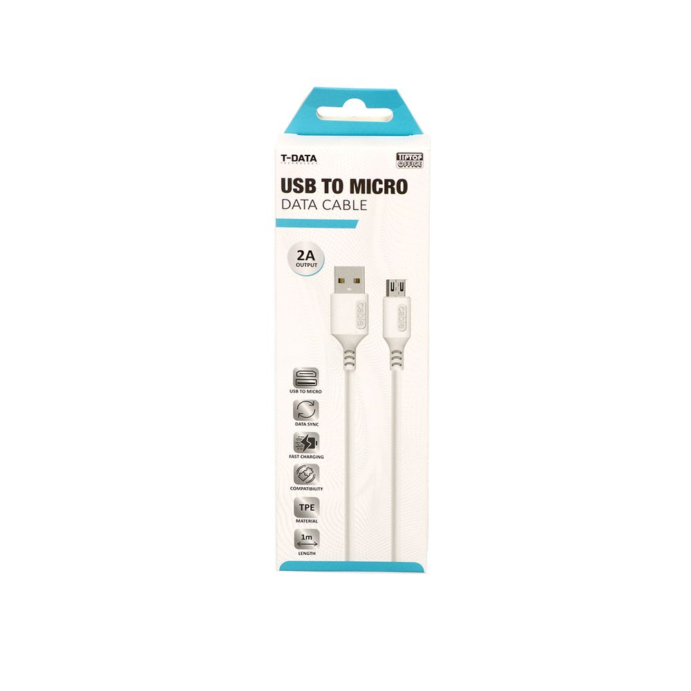 TipTop Office USB Mikro Kabal, 2.0A 1m, Bijela slika 1