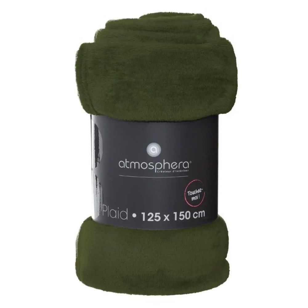 ATMOSPHERA deka flanel - maslinasto zelena - 125x150 cm slika 3