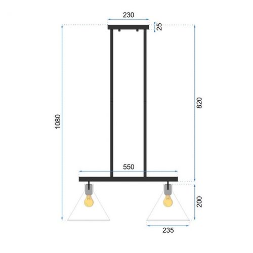 TOOLIGHT STAKLO METALNA STROPNA SVJETILKA APP317-2CP slika 5