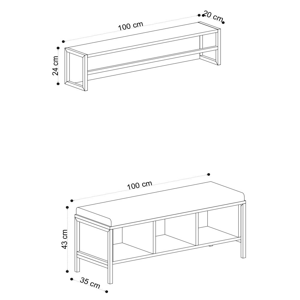 Shana Oak Black Hall Stand slika 4