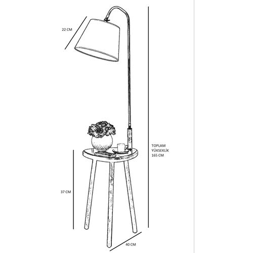 Demet Sehbalı Ahşap Lambader Ceviz Pramit Kırmızı Abajurlu Walnut Floor Lamp slika 5