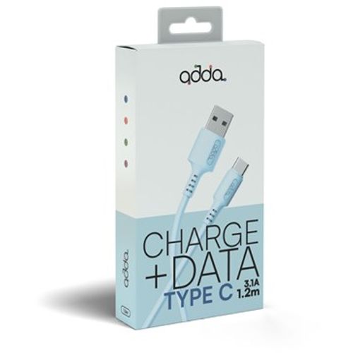 Kabel ADDA USB-200-LB, Fusion Charge+Data, USB-A na Type-C, 3.1A, Premium TPE, 1.2m, baby plava slika 1