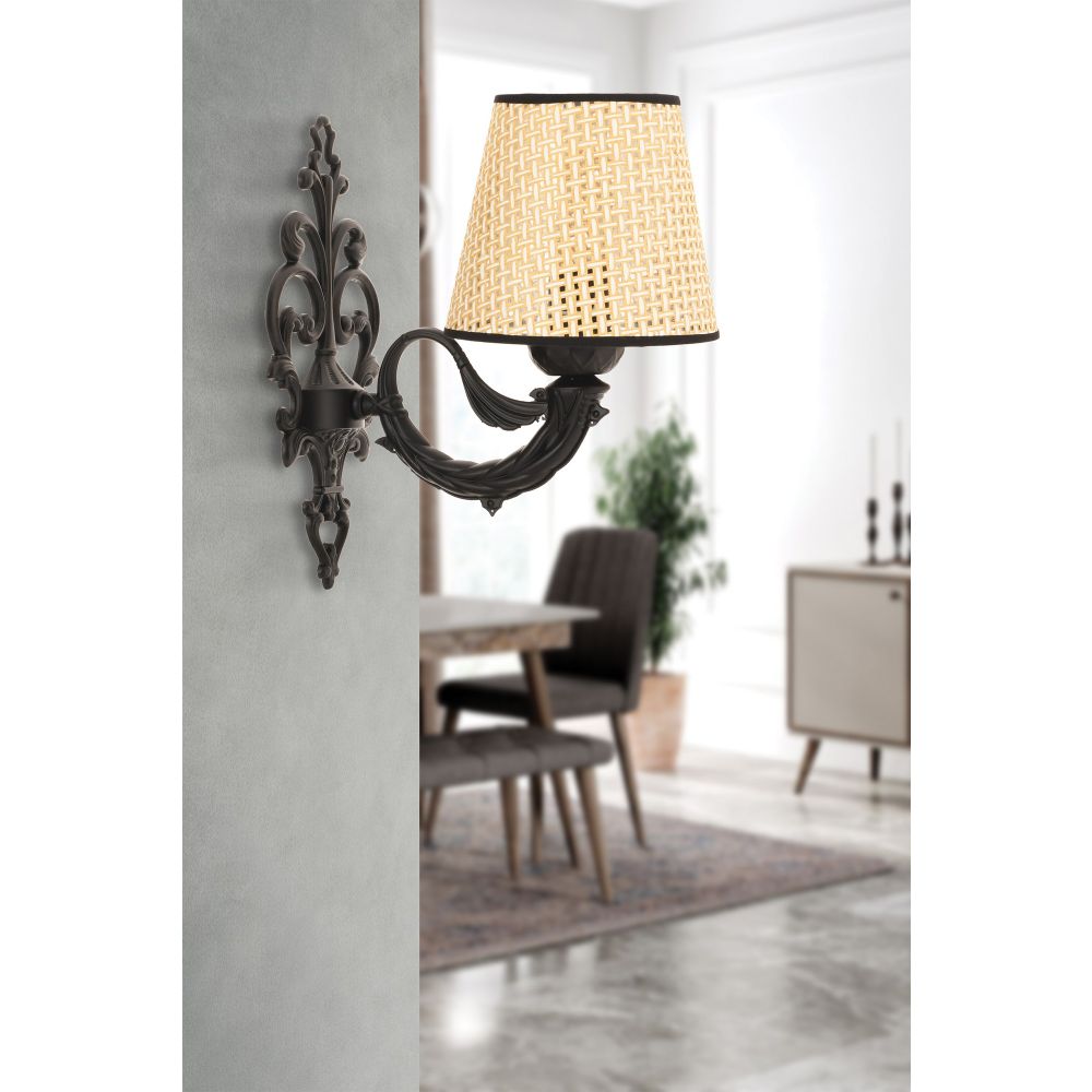 Lampa za zid Lily Coral - Prirodna, Crna slika 1