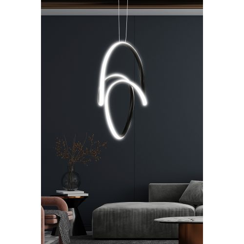 Yin Yang Black - White Light Black Chandelier slika 2