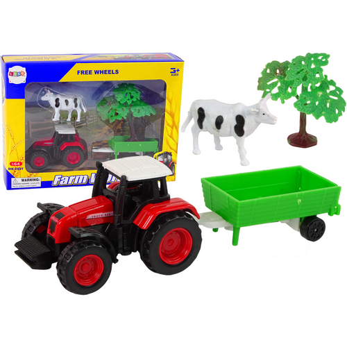 Set farma crveni traktor i krava 1:64 slika 1