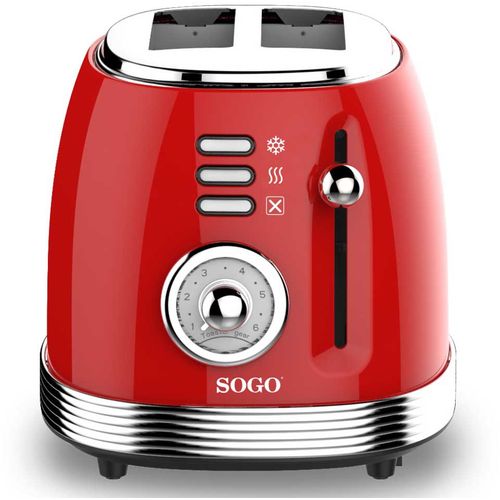 SOGO Toster Retro, 2 šnite, 850W, crveni slika 2