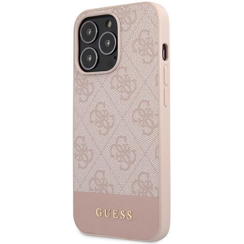 Maska Guess Hc PC/TPU 4G Pu Bottom Stripe za iPhone 15 Pro 6.1 roze (GUHCP15LG4GLPI) slika 1