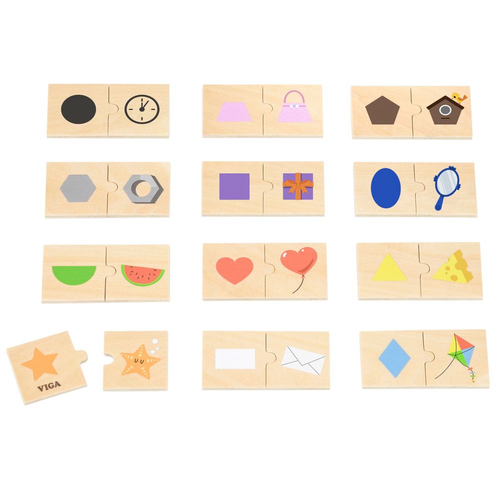 Viga puzzle set koji kombinira oblike i predmete slika 2
