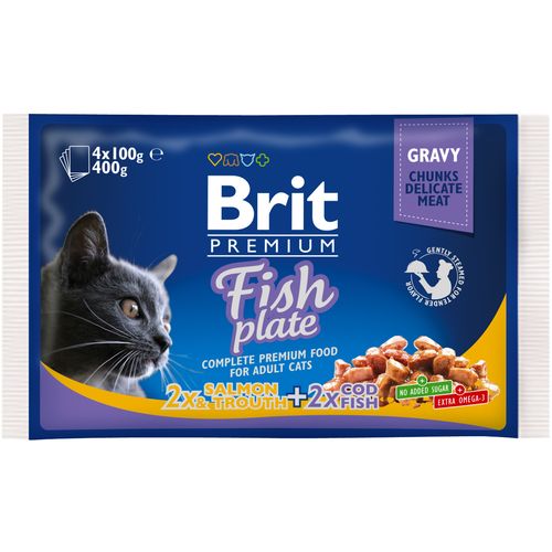 Brit Premium Cat Fish plate, riblji izbor 400 g (4 x 100 g) slika 1
